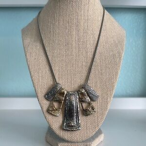 Elegant Silver and Gold Geometric Necklace